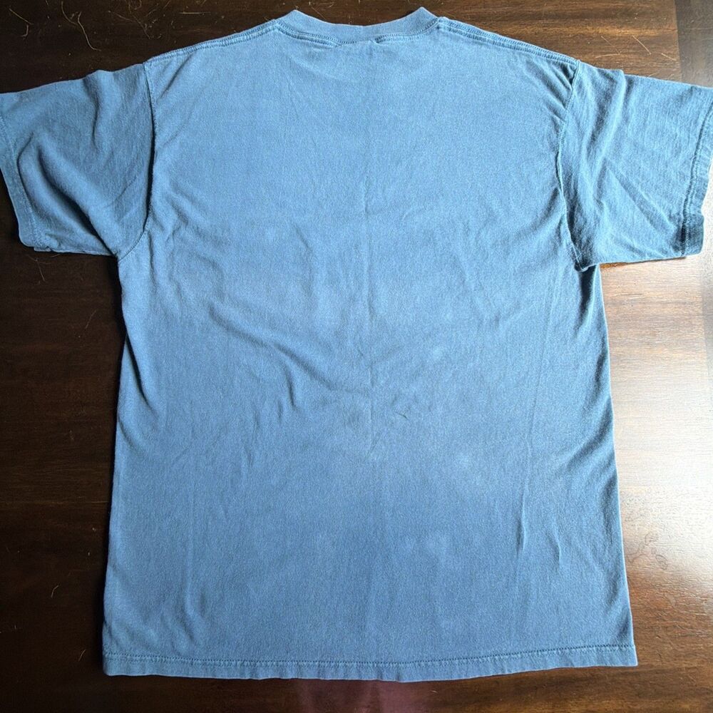VTG 90s Discus Athletic Pocket T Shirt XL Blue Blank Sun Faded Grunge Crew Neck - Picture 6 of 16